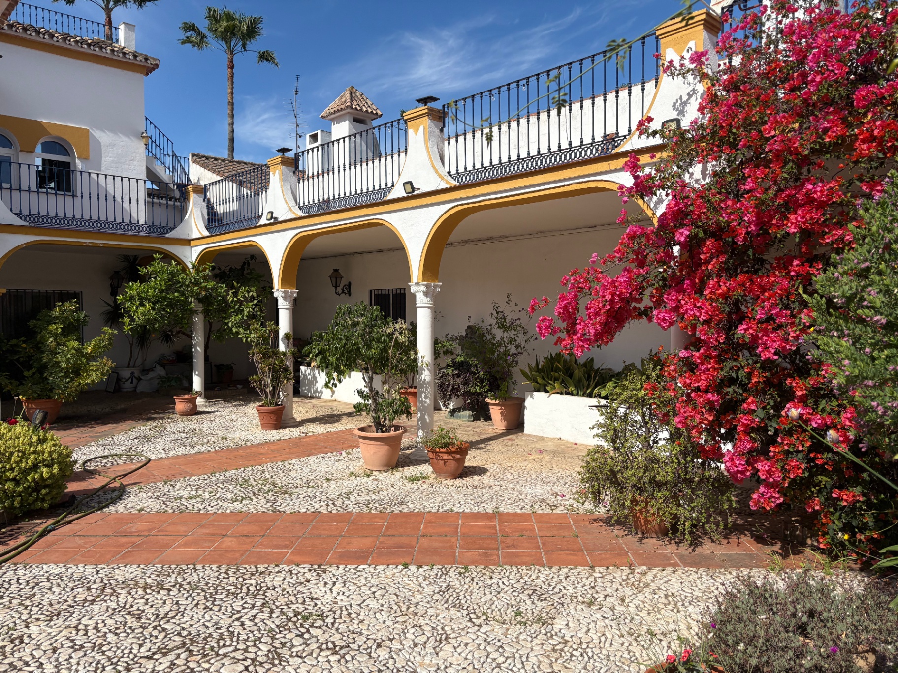 Bright Andalusian courtyard where children learn and play