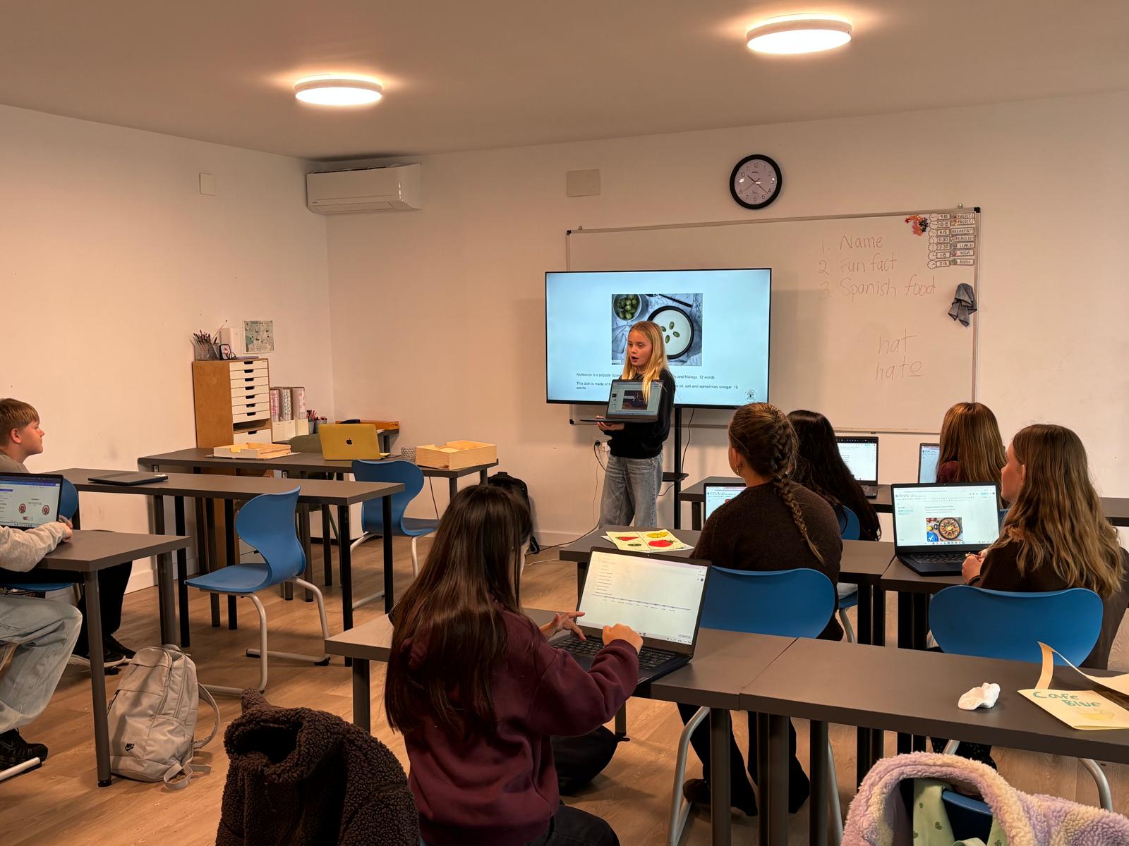 Student-led presentation in AIM Primary classroom